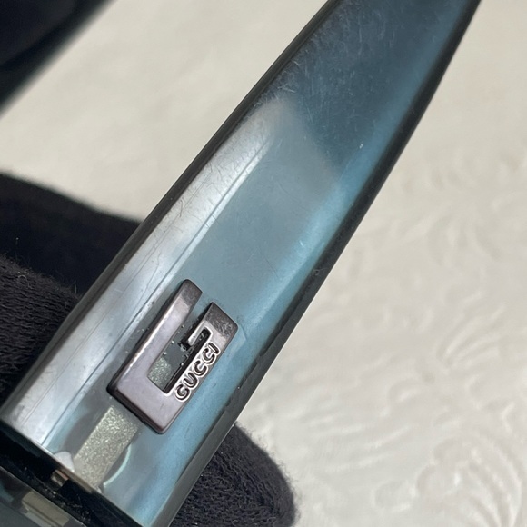 Vintage GUCCI GG 1176S Black Teal Rectangular Sunglasses 1998 Italy 7YB Plastic - Picture 4 of 15